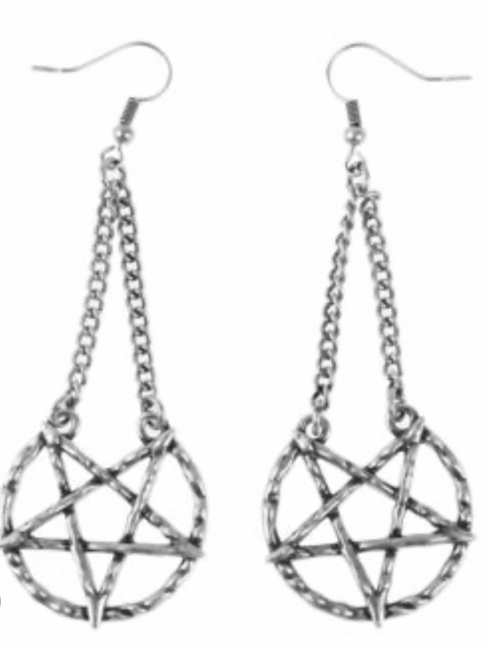 Killstar Broken Seal Pentagram Chain Drop Earrings